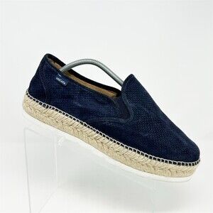 Viscata Men's Espadrille Loafers Navy Blue Perforated Slip-On Jute Trim Size 46